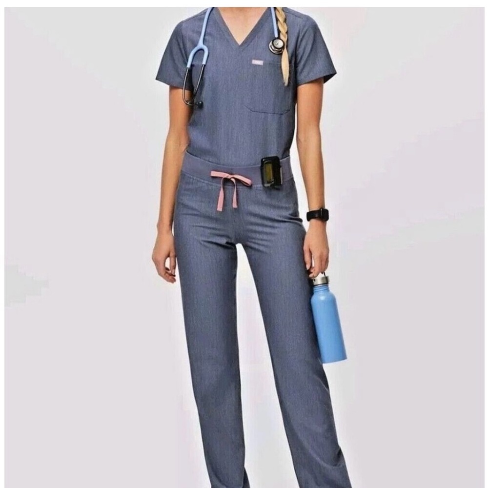 Heather Denim Figs scrub set
